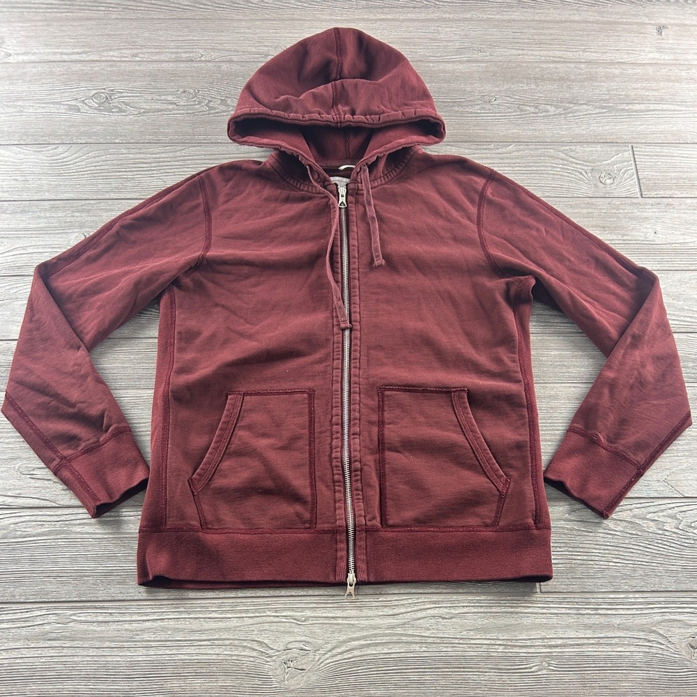 Reigning Champ Mens Full Zip Hoodie Burgundy Midweight Terry Size M Handcrafted